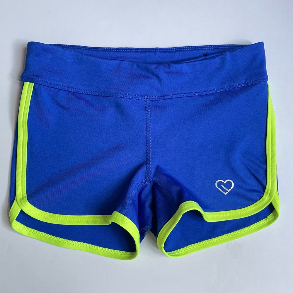 Aeropostale Yoga Activewear Shorts Women's Size XS Blue Neon Yellow LLD Line